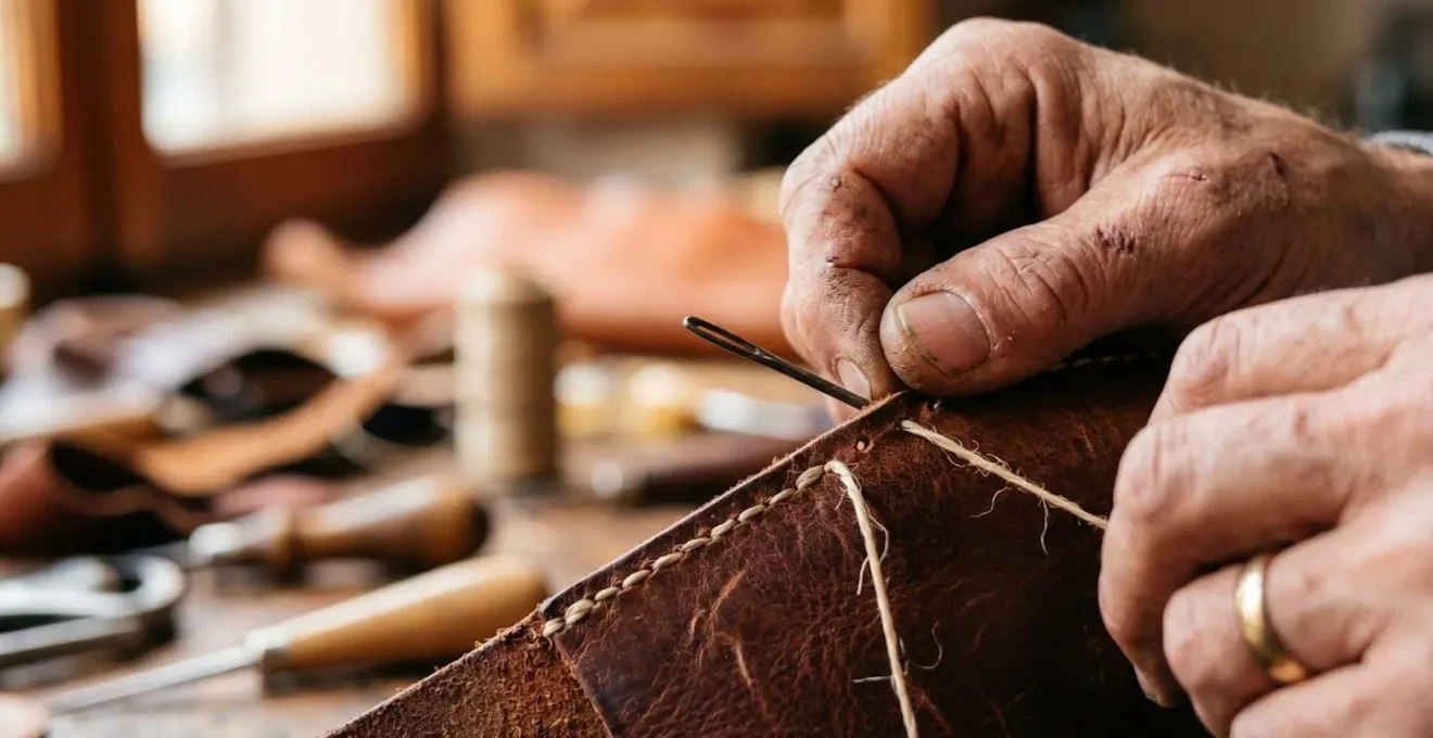 Mani di artigiano italiano mentre crea contenuti autentici per Instagram