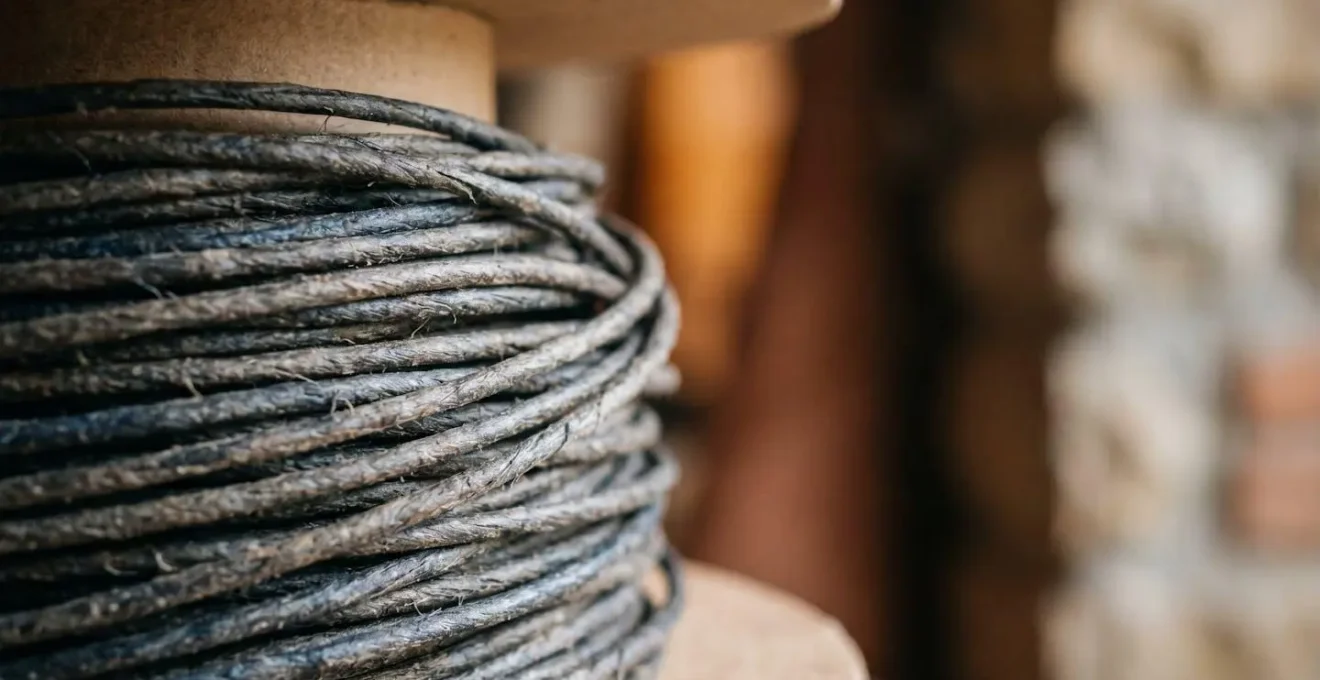 Dettaglio macro di filamento riciclato per stampa 3D accessori moda sostenibili