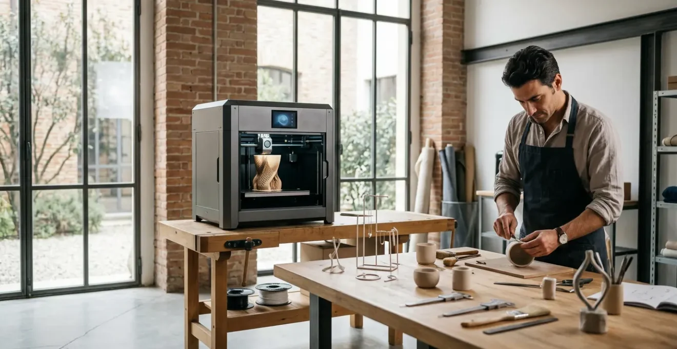 Laboratorio artigianale italiano con stampante 3D professionale per accessori moda personalizzati