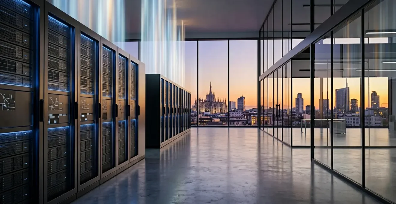 Infrastruttura IT aziendale moderna con rappresentazione del cloud computing