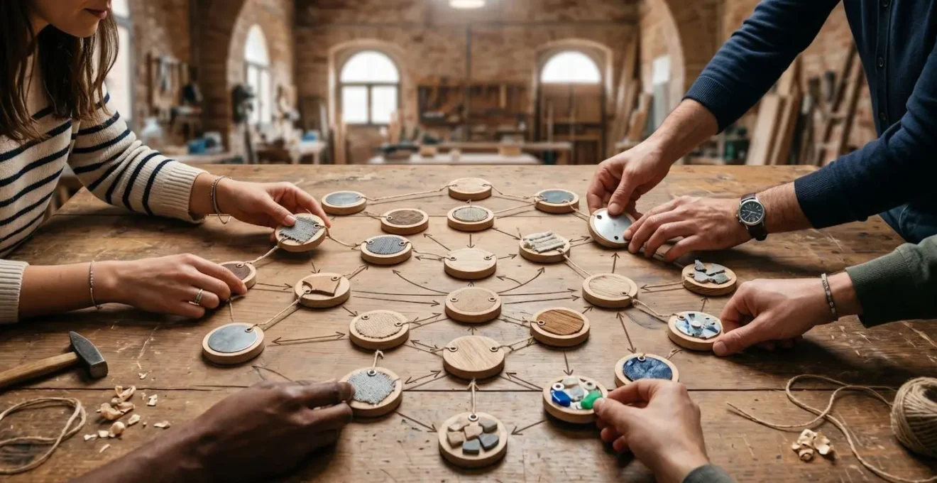 Rete di collaborazione tra PMI manifatturiere italiane in un distretto industriale per economia circolare